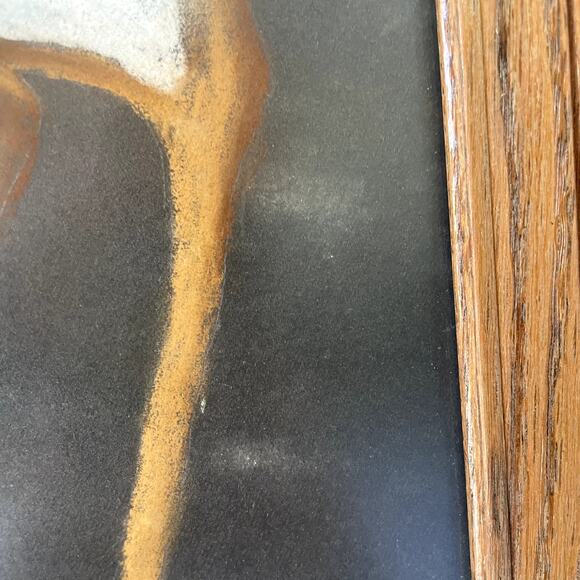 Vintage Original Chalk Pastel Drawing Bambi Deer Fawn Framed - Picture 7 of 9